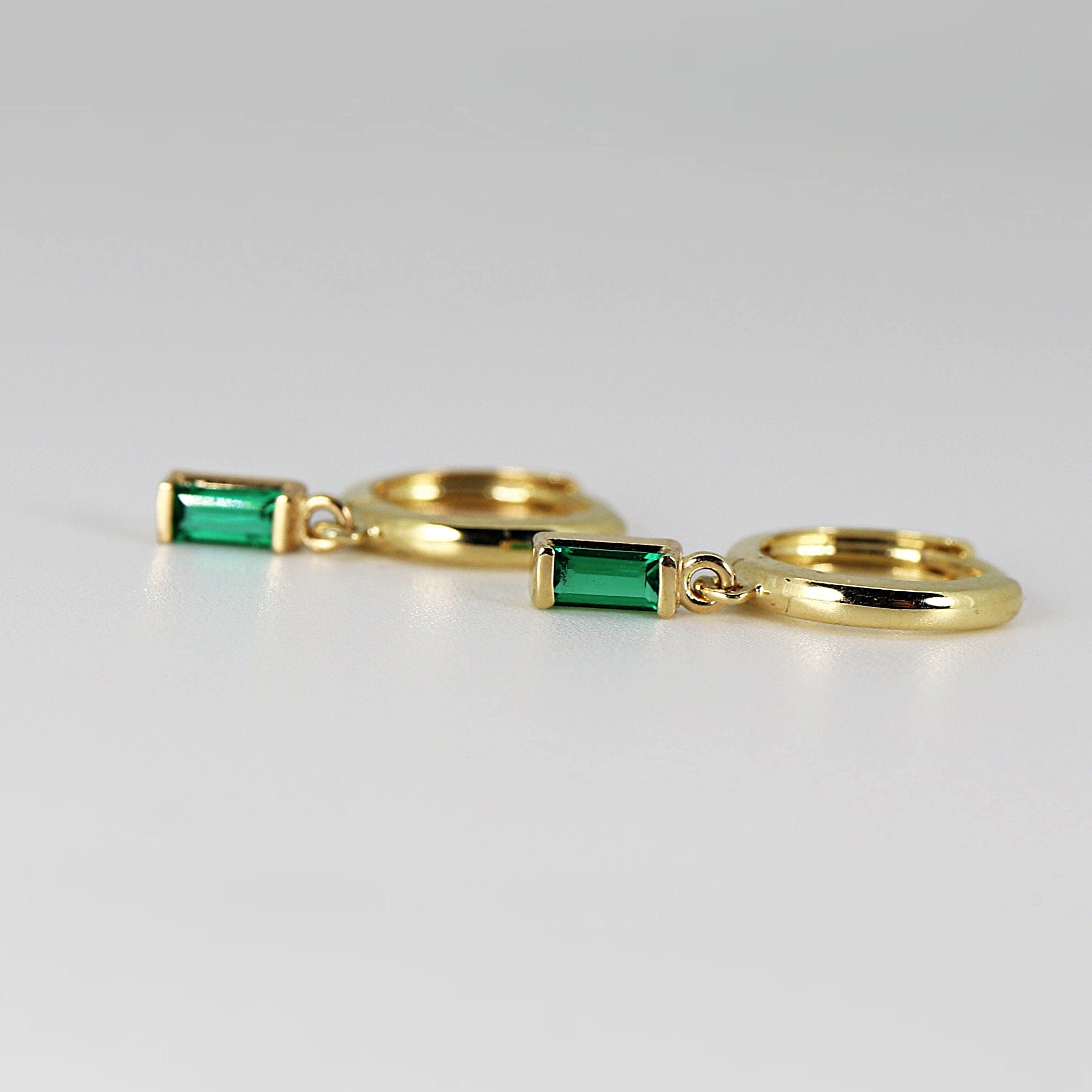Emerald Earrings 14k Solid Gold - Melt'm Jewelry