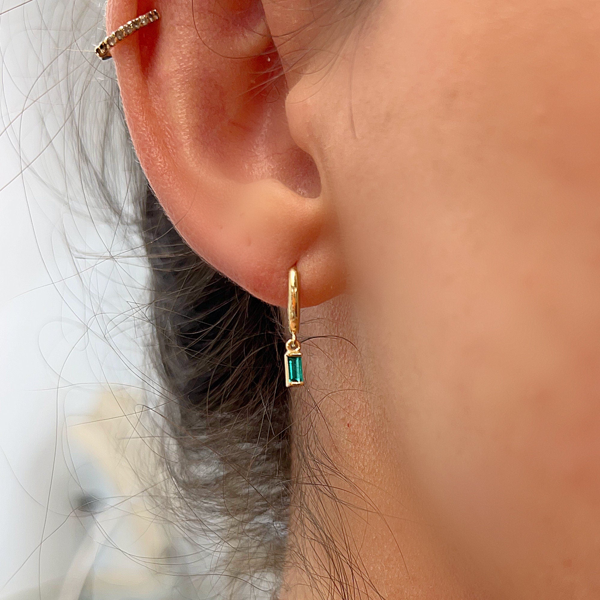 Emerald Earrings 14k Solid Gold - Melt'm Jewelry