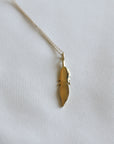 Feather Gold Necklace, 14k Solid Gold Feather Pendant, Meaningful Jewelry