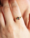 Four Stones Cluster Ring, Peridot Cluster Ring, Multi Gemstone Ring