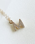 Genuine Diamond Initial Necklace 14k Gold