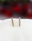 Diamond Bar Earrings, 14k Solid Gold Earrings