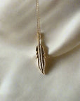 Feather Gold Necklace, 14k Solid Gold Feather Pendant, Meaningful Jewelry