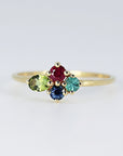 Four Stones Cluster Ring, Peridot Cluster Ring, Multi Gemstone Ring