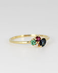 Four Stones Cluster Ring, Sapphire Cluster Ring, Multi Gemstone Ring - Melt'm Jewelry
