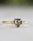 Pear Salt and Pepper Diamond Ring