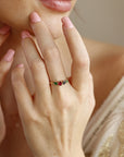 14k Gold Cluster Ring, Multi Gemstone - Sapphire & Emerald & Ruby