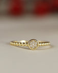 Diamond Disc Ring, 14k Solid Gold Pave Diamond Ring