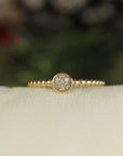 Diamond Disc Ring, 14k Solid Gold Pave Diamond Ring