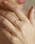 Genuine Diamond Star Ring, Star Ring in 14k Gold