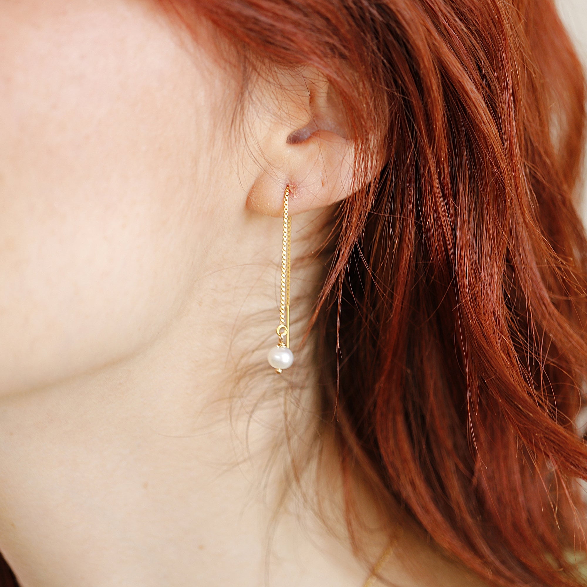 Freshwater Pearl Chain Earrings in Gold Filled, Solid Gold or Sterling Silver - Melt'm Jewelry