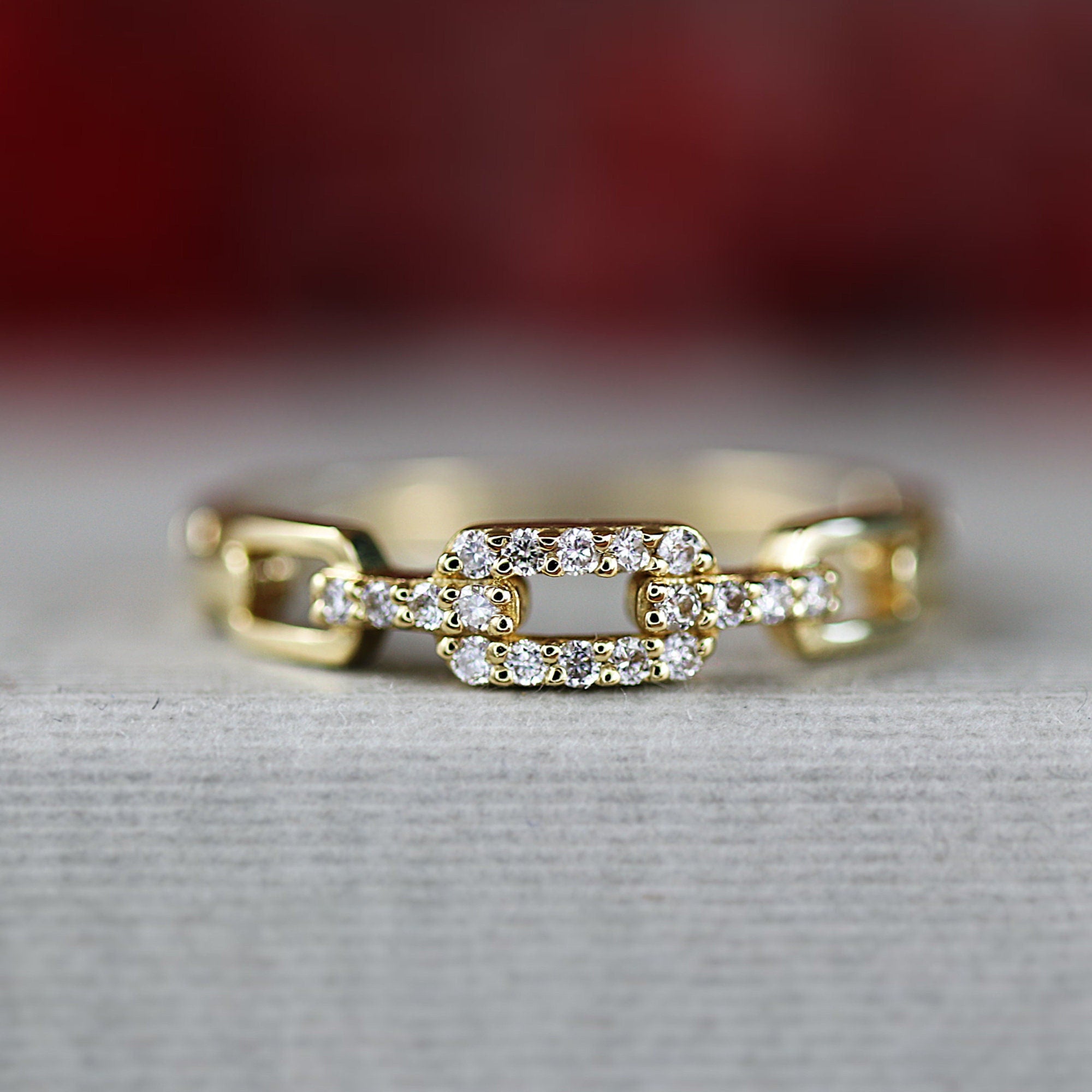 14k Gold Link Chain Ring - Melt'm Jewelry