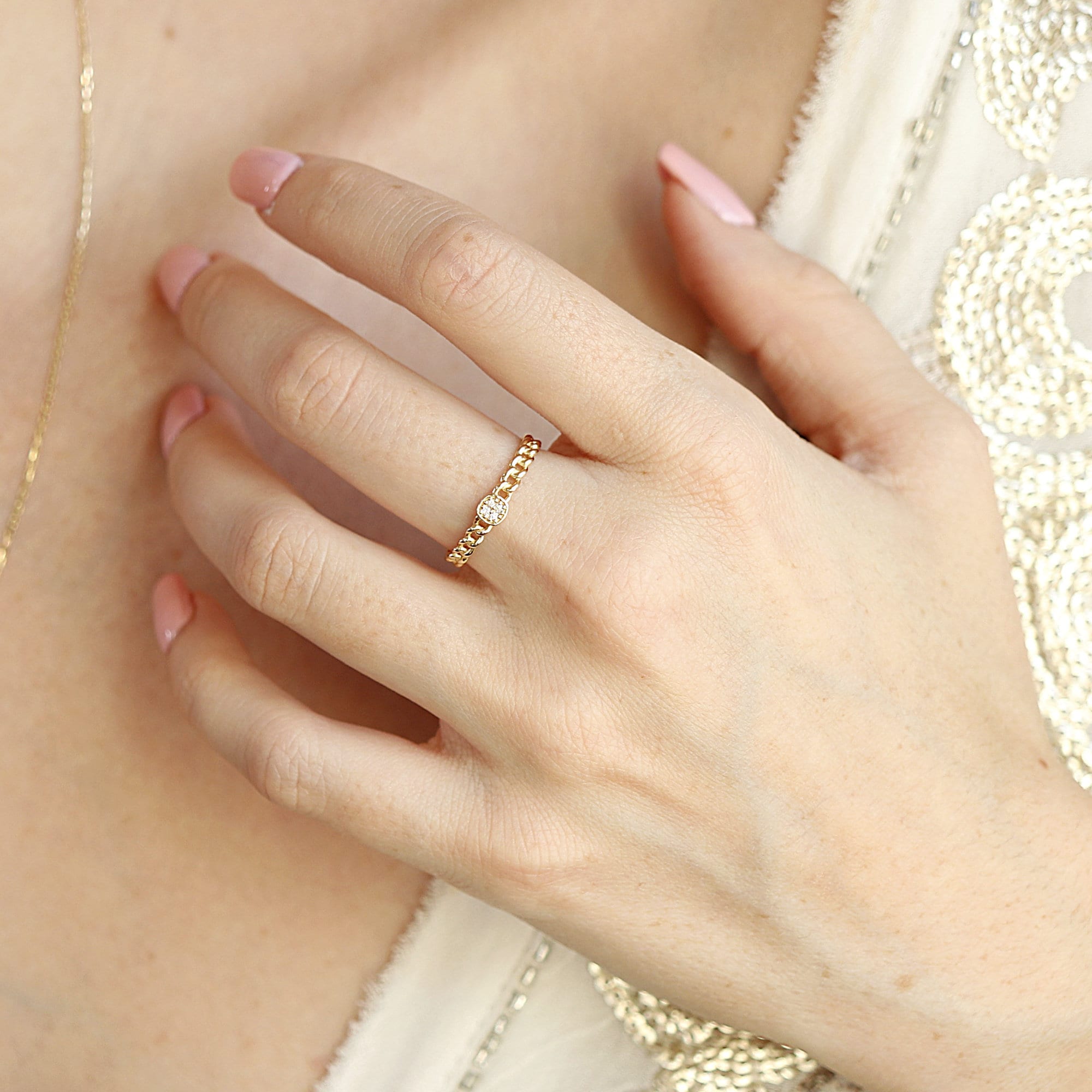 Square Pave Diamond Ring 14k Gold - Melt'm Jewelry