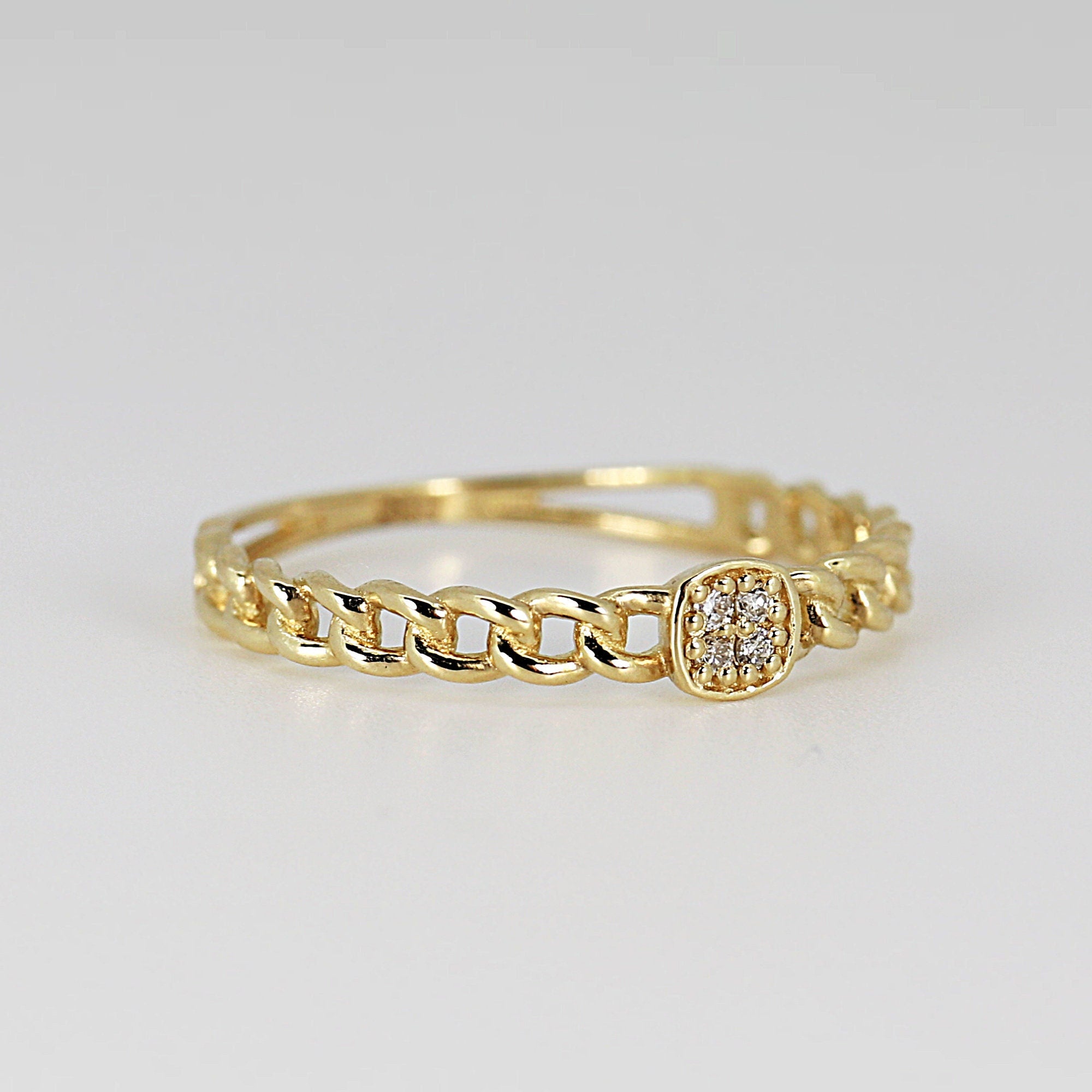 Square Pave Diamond Ring 14k Gold - Melt'm Jewelry