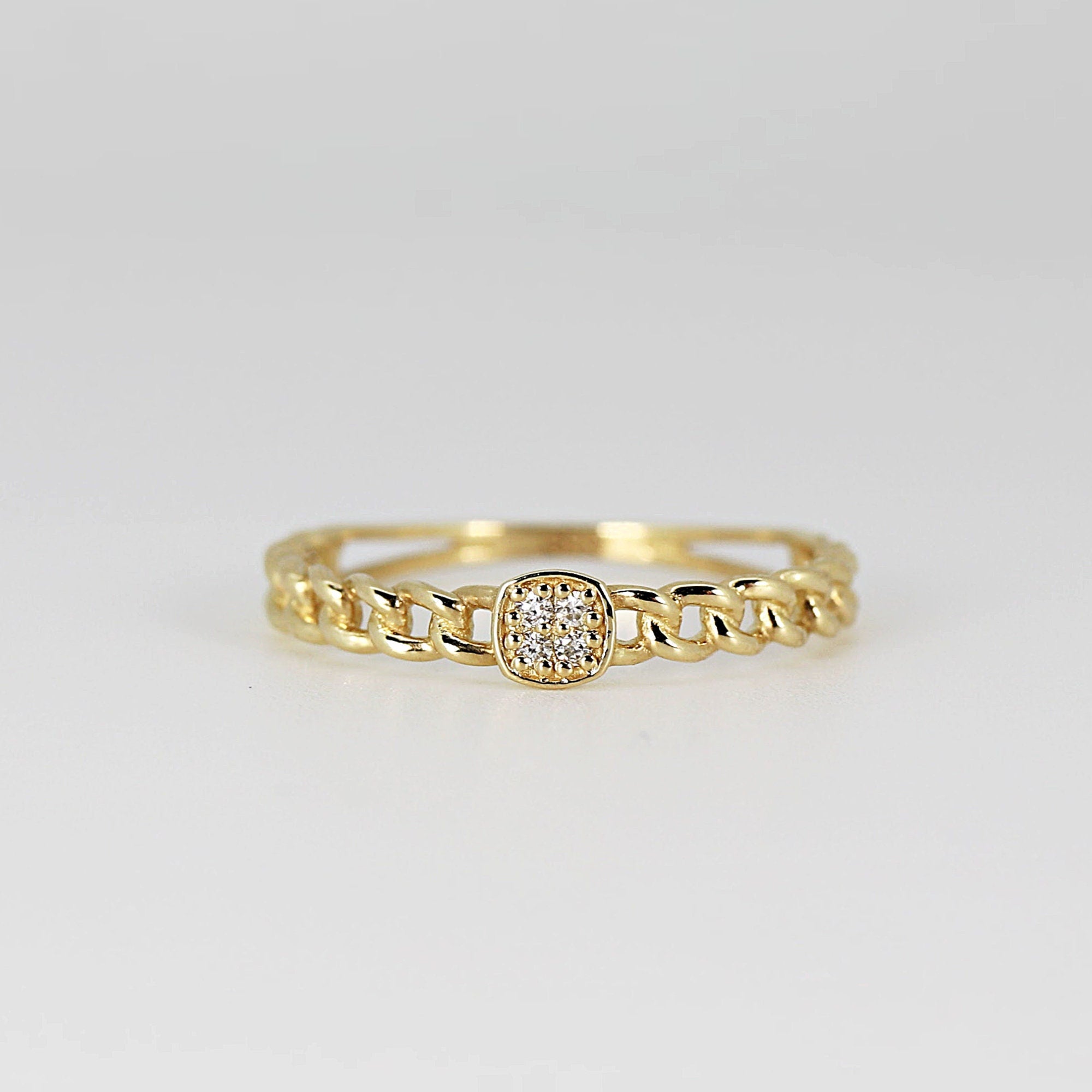 Square Pave Diamond Ring 14k Gold - Melt'm Jewelry