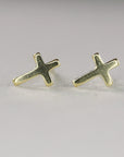 14k Solid Gold Cross Stud Earrings (SINGLE OR PAIR) - Melt'm Jewelry