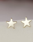 Tiny Star Studs 14k Solid Gold, Second Hole Studs