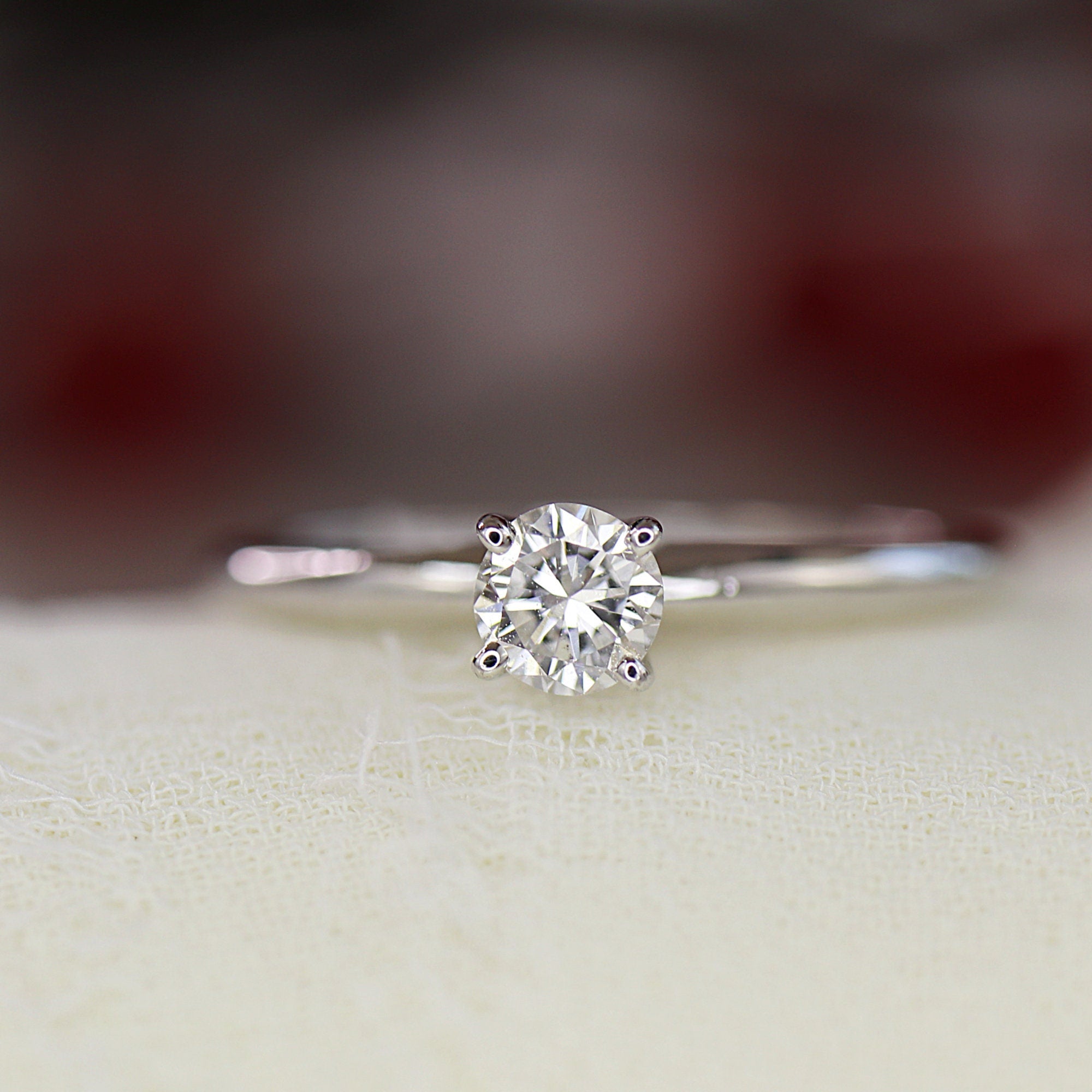 0.25ct Diamond Solitaire Ring 14K Solid White Gold - Melt'm Jewelry