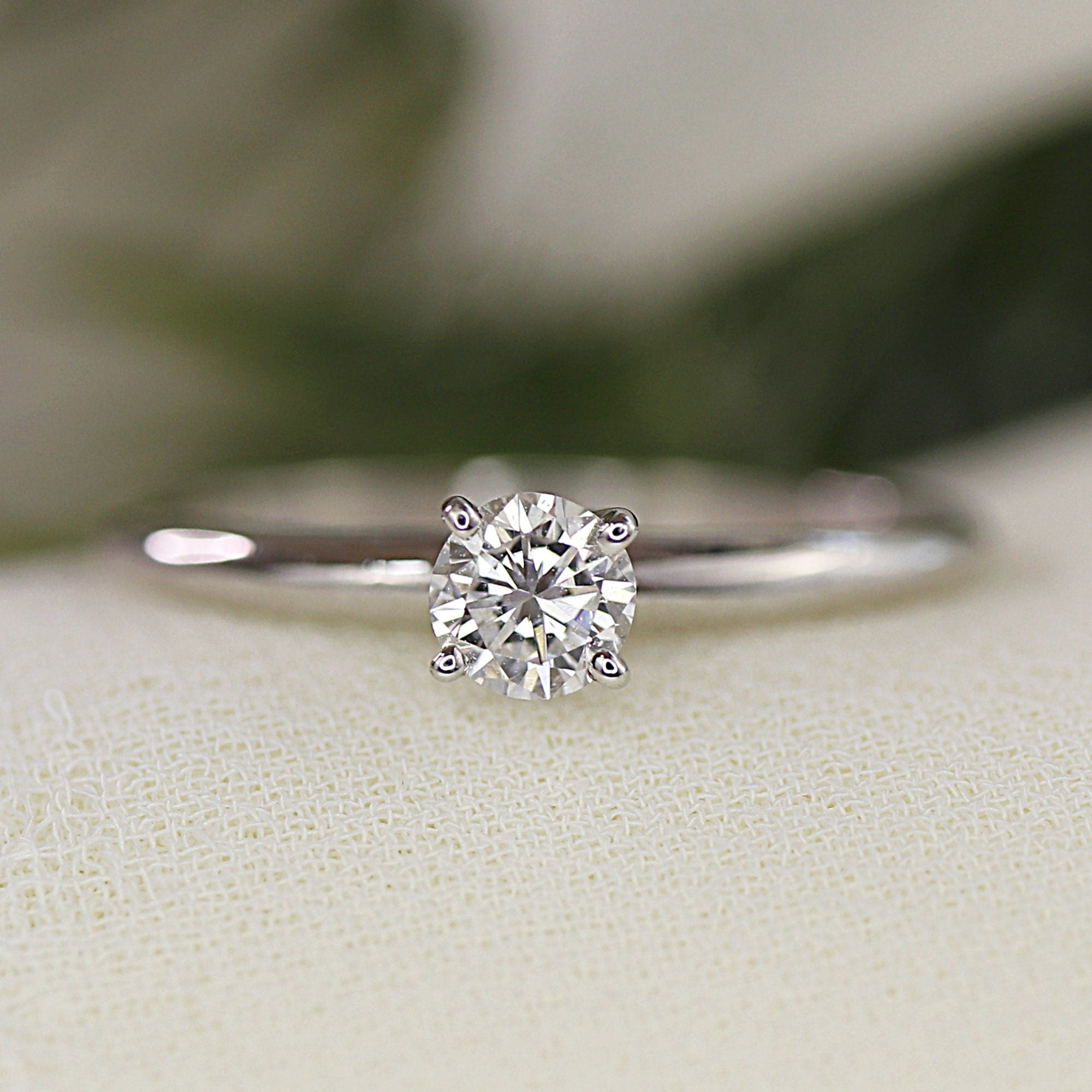0.25ct Diamond Solitaire Ring 14K Solid White Gold - Melt'm Jewelry