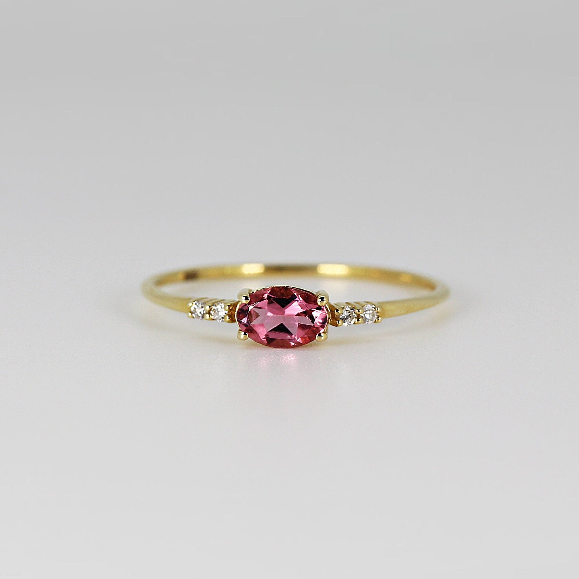 Pink Tourmaline Birthstone Ring in 14k Gold