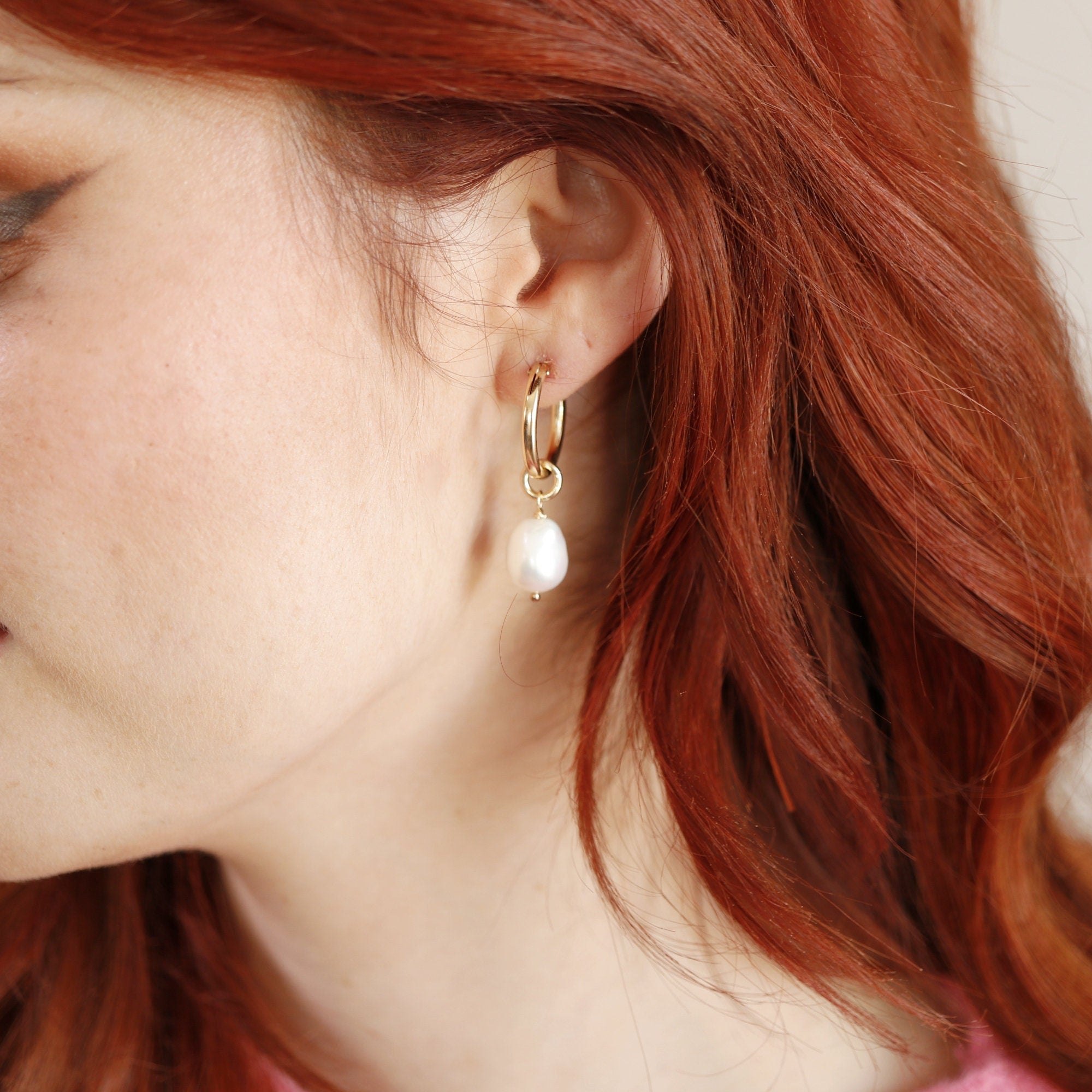 Gold Filled Pearl Hoop Earrings - Melt'm Jewelry