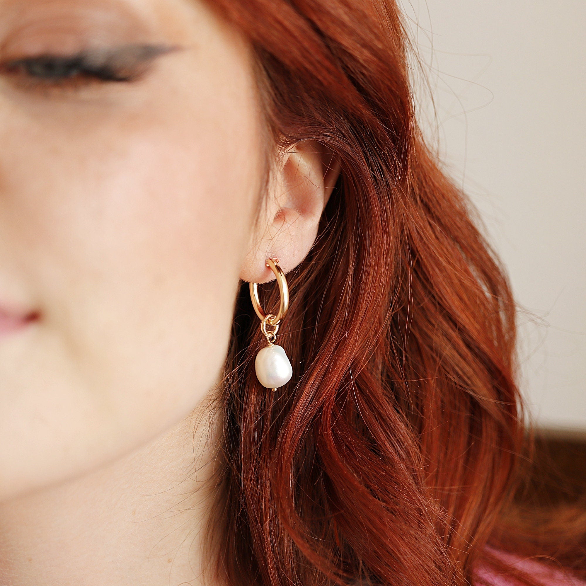 Gold Filled Pearl Hoop Earrings - Melt'm Jewelry