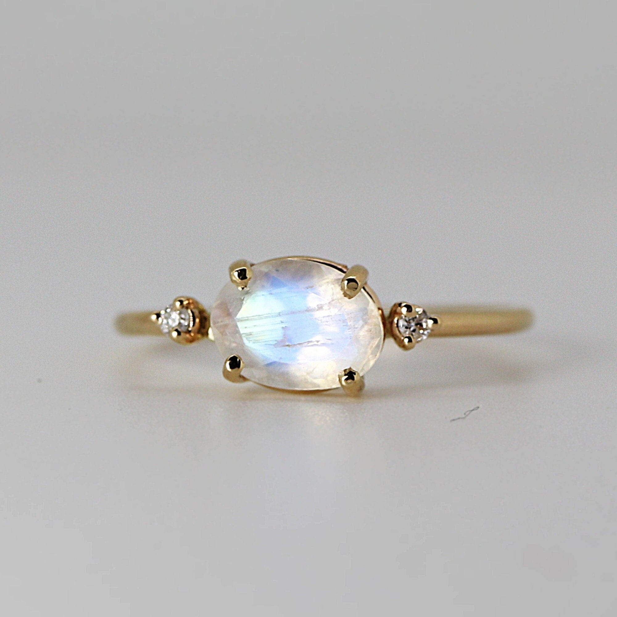 Moonstone Engagement Ring with Diamonds,