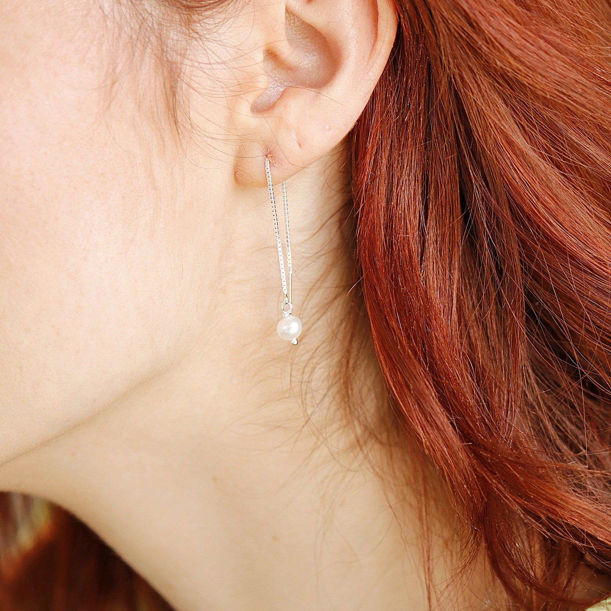 Freshwater Pearl Chain Earrings in Gold Filled, Solid Gold or Sterling Silver - Melt'm Jewelry