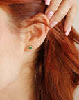 14k Gold Bezel Set Emerald Stud Earrings