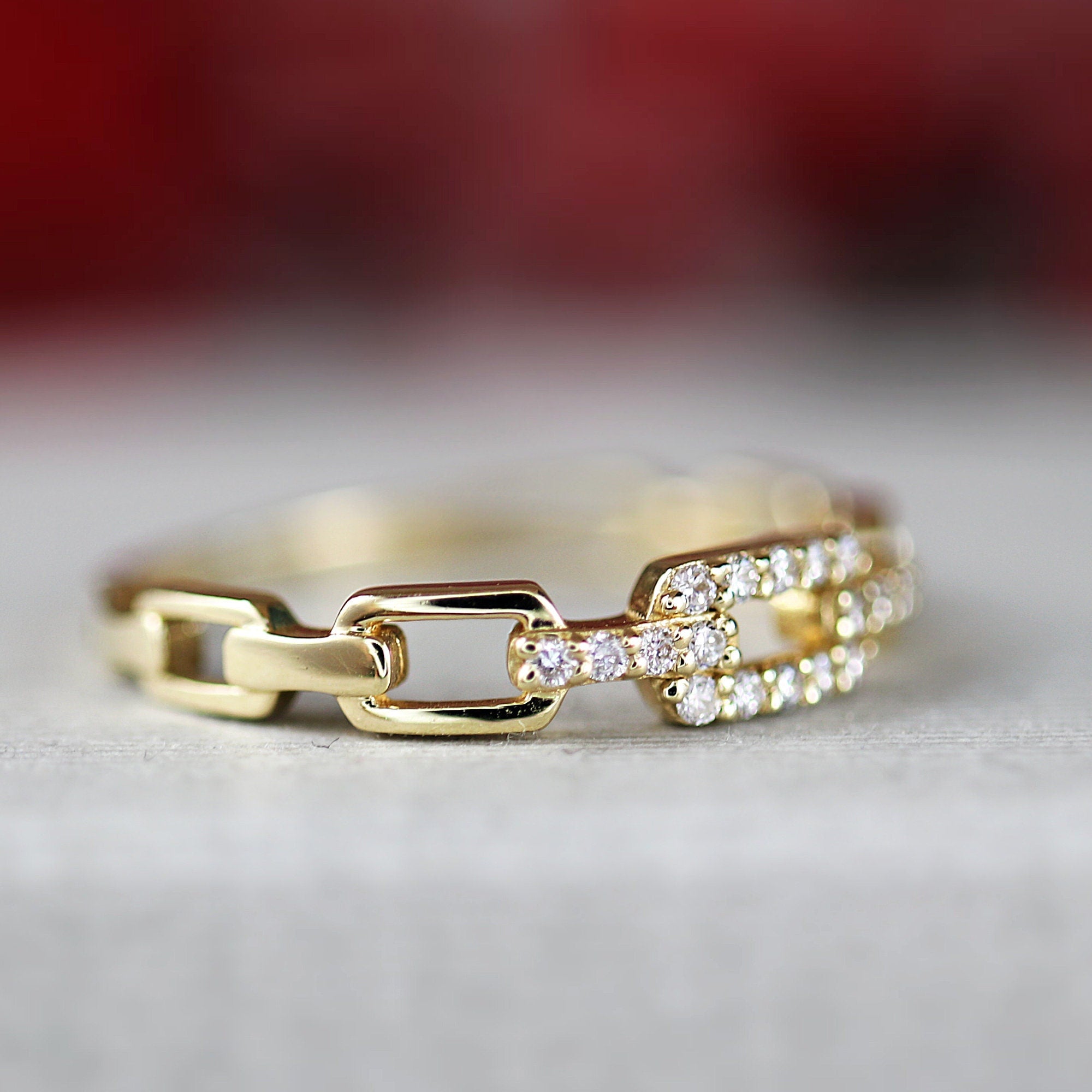 14k Gold Link Chain Ring - Melt'm Jewelry