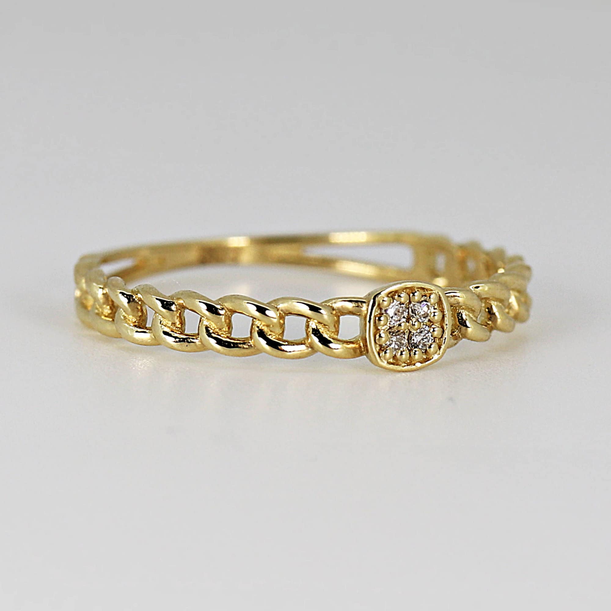 Square Pave Diamond Ring 14k Gold - Melt'm Jewelry