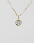 Diamond Heart Necklace 14k Solid Gold 6 Genuine Natural Diamonds Pave Cluster