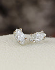 Marquise Diamond Stud Earrings, 0.14 ct VS Diamond Earrings 14k Solid Gold