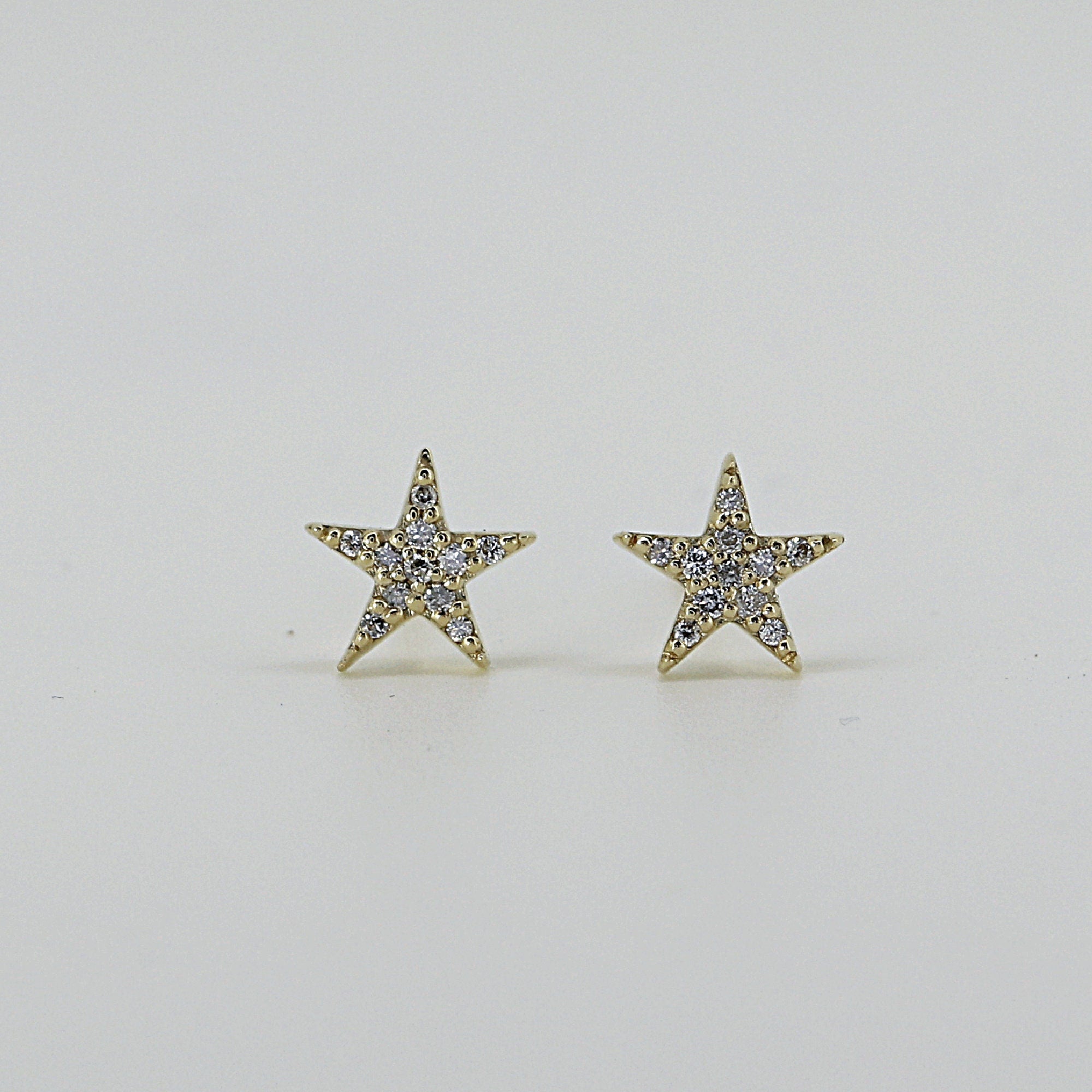 Diamond Star Studs 14k Solid Gold, Second Hole Studs, Single / Pair - Melt'm Jewelry