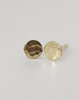Tiny Gold Circle Earrings, Single or Pair Hammered Gold - Melt'm Jewelry
