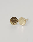 Tiny Gold Circle Earrings, Single or Pair Hammered Gold