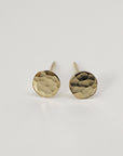 Tiny Gold Circle Earrings, Single or Pair Hammered Gold - Melt'm Jewelry