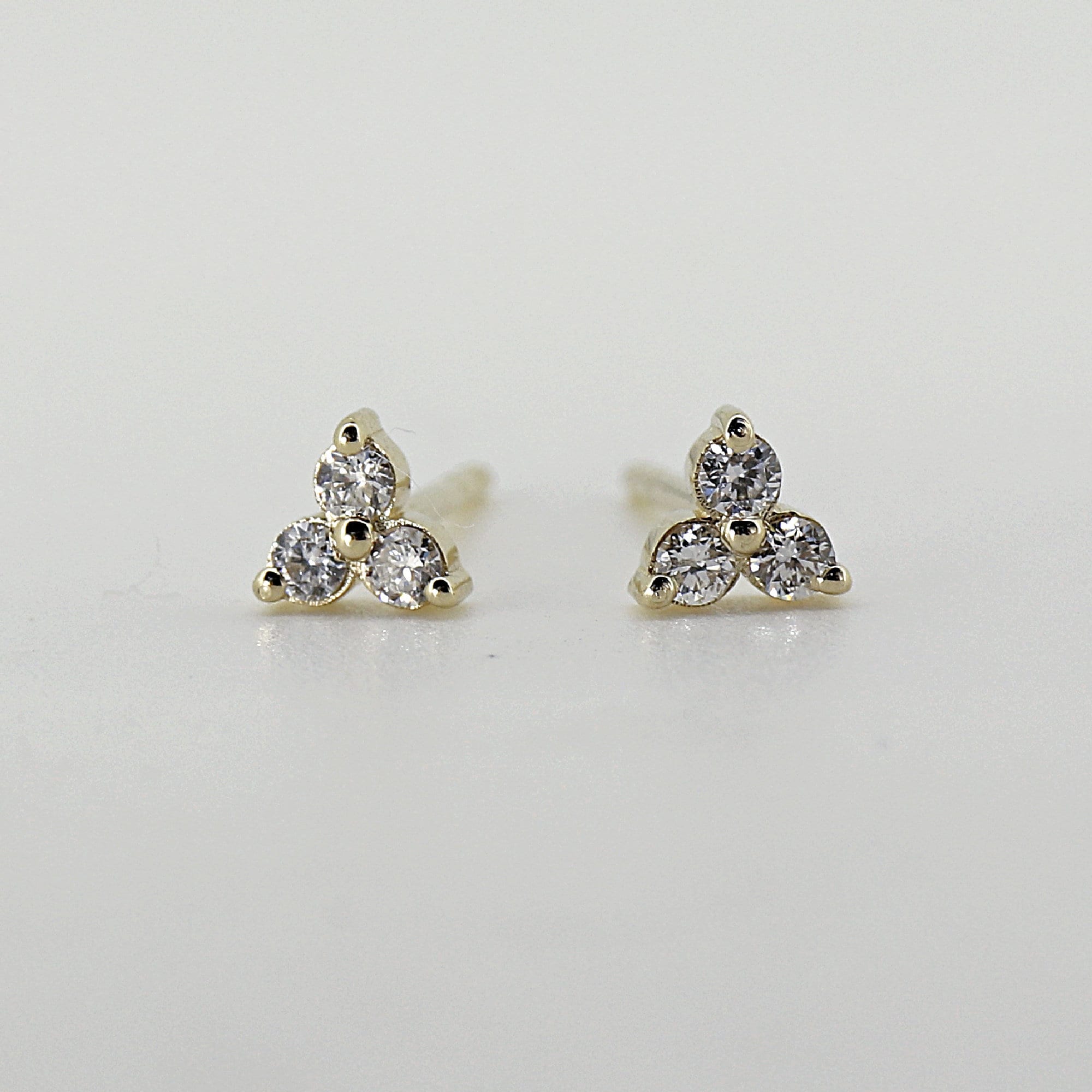 Diamond Trio Stud Earrings, Diamond Cluster Earrings