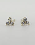 Diamond Trio Stud Earrings, Diamond Cluster Earrings