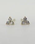 Diamond Trio Stud Earrings, Diamond Cluster Earrings (SINGLE OR PAIR) - Melt'm Jewelry