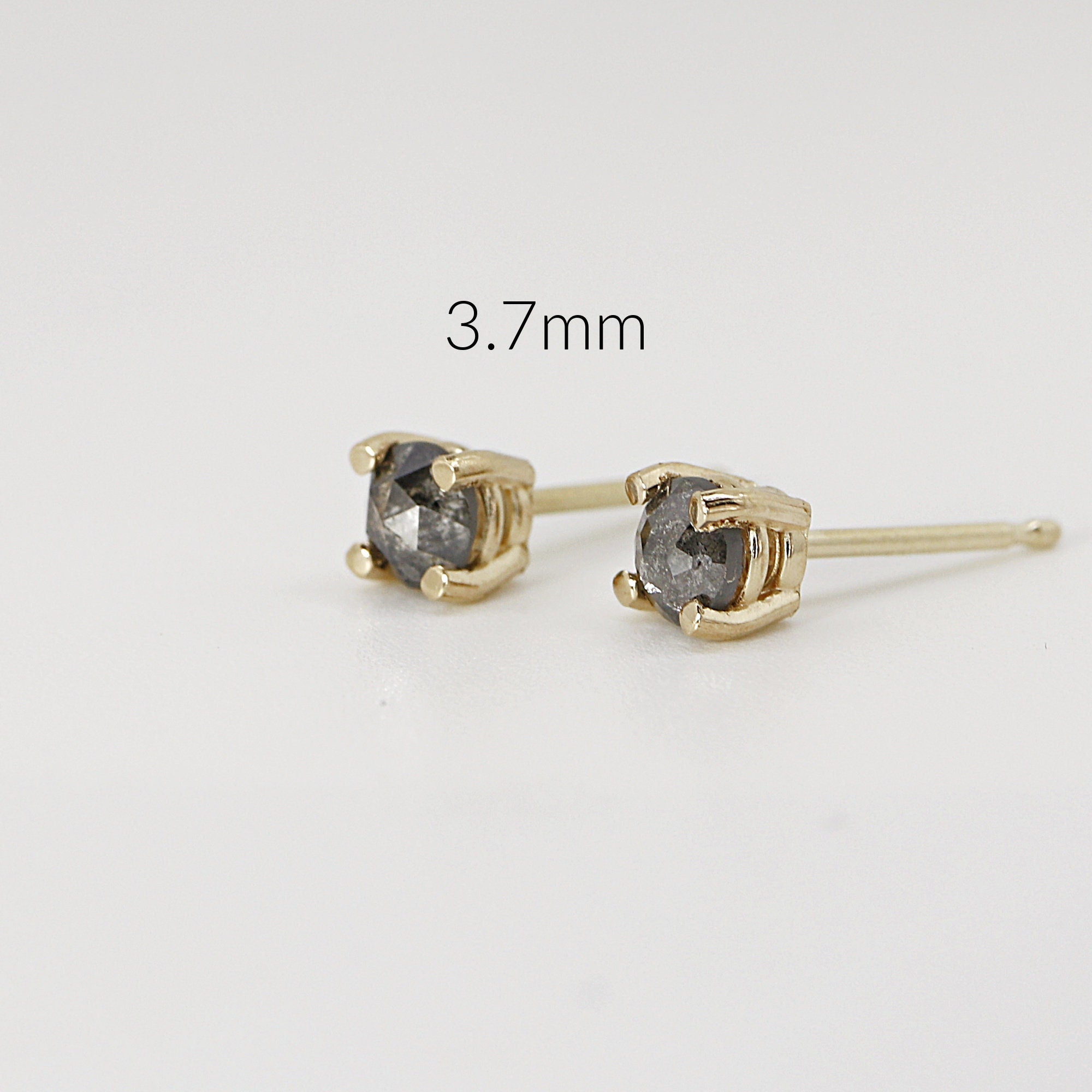 Salt and Pepper Diamond Stud Earrings 3mm • 14k Gold Prong Setting - Melt'm Jewelry