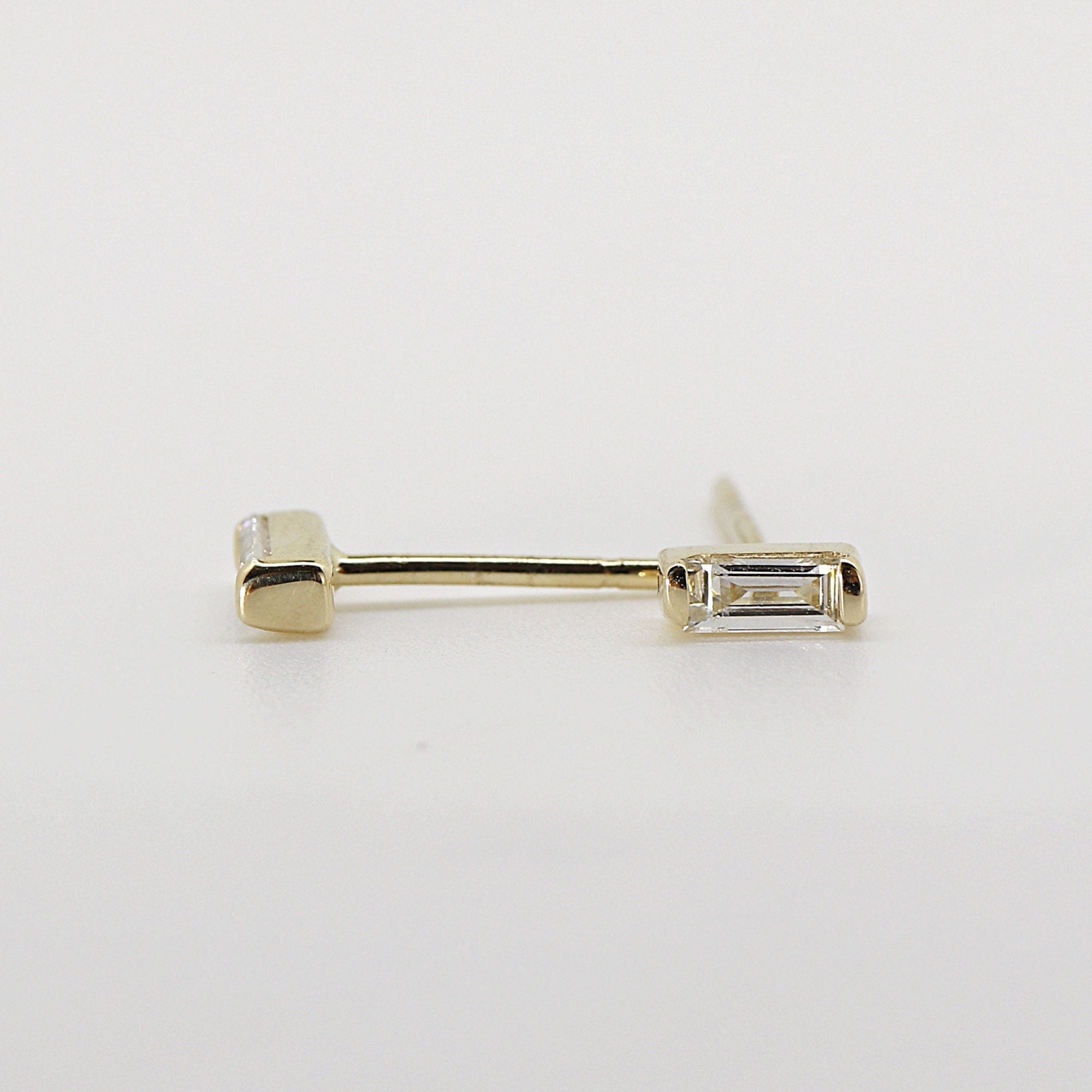 Baguette Diamond Stud Earrings 14k Gold - Melt'm Jewelry