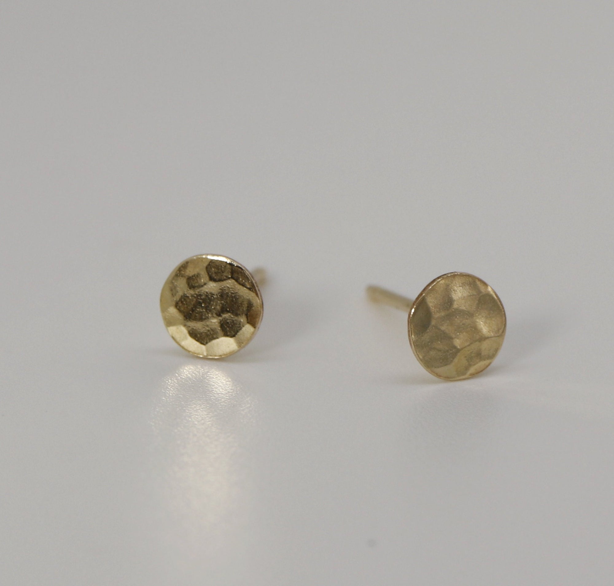 Tiny Gold Circle Earrings, Single or Pair Hammered Gold - Melt'm Jewelry