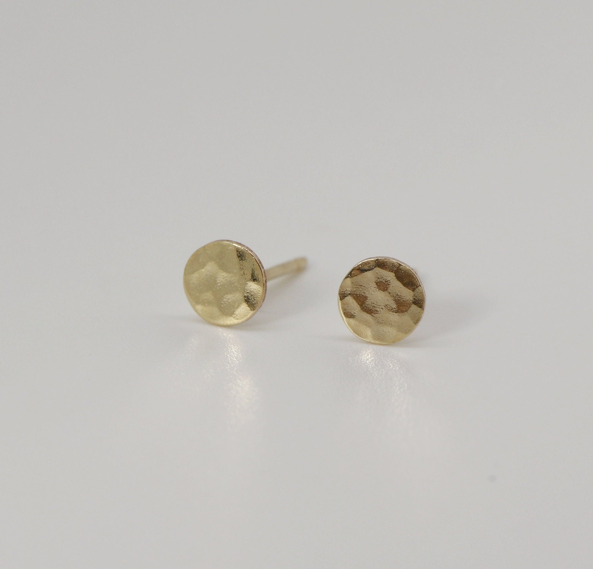 Tiny Gold Circle Earrings, Single or Pair Hammered Gold