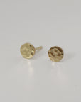 Tiny Gold Circle Earrings, Single or Pair Hammered Gold