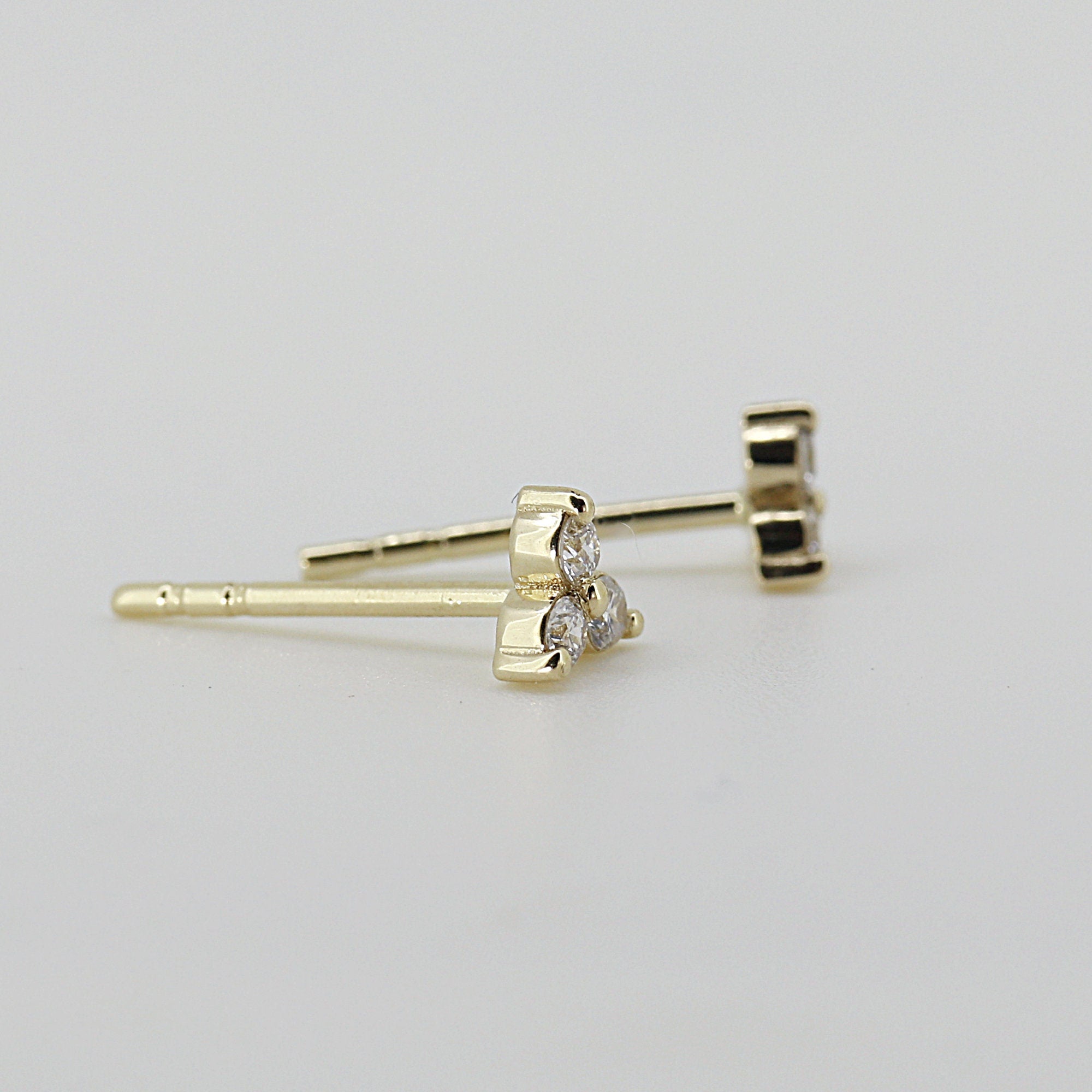 Diamond Trio Stud Earrings, Diamond Cluster Earrings (SINGLE OR PAIR) - Melt'm Jewelry