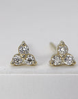 Diamond Trio Stud Earrings, Diamond Cluster Earrings