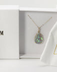 14k Gold Opal Necklace with Diamond Bail