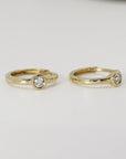Bezel Solitaire Diamond Huggies Earrings 14k Solid Gold - SINGLE OR PAIR - Melt'm Jewelry