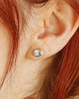 Aquamarine Stud Earrings 14k Solid Gold